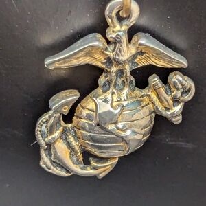 Silvertone Marine Corps Pendant Necklace
